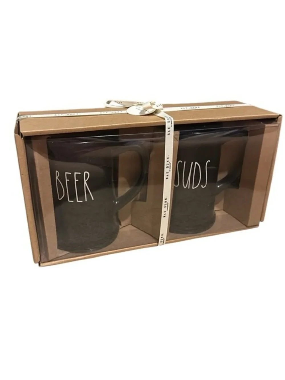 Rae Dunn Beer 🍻 Suds Black Steins Mugs in Gift Box NEW Set